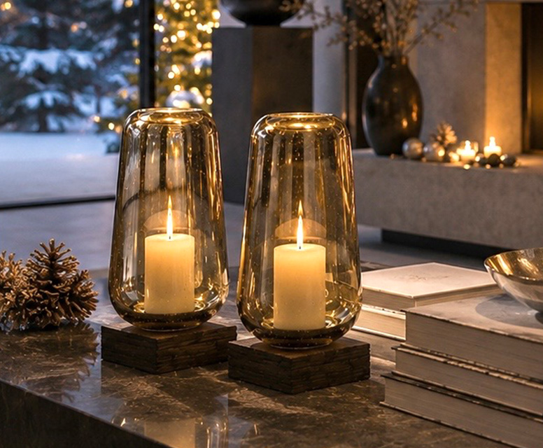 KI modifiziert Kerzenglas Metallic-Mint 2er-Set